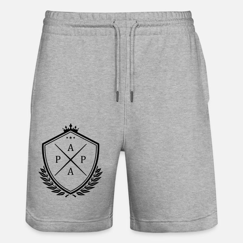 papa wappen dad - Stanley/Stella Unisex Bio Joggingshorts Trainer  - Grau meliert