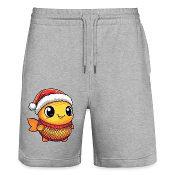 Noël du poisson rouge - Short de jogging bio TRAINER Stanley/Stella unisexe - gris chiné - Devant - Nik (191cm) & Marisol (170cm)