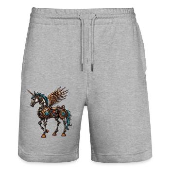 Steam punk horse - Stanley/Stella Trainer Unisex Organic Jogging Shorts - heather grey - Front - Nik (191cm) & Marisol (170cm)
