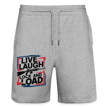 Power for Women – "Live Laugh Lock And Load" - Stanley/Stella Trainer Unisex Organic Jogging Shorts - heather grey - Front - Nik (191cm) & Marisol (170cm)