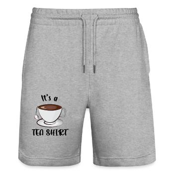 It's a Teashirt - Stanley/Stella Trainer Unisex Organic Jogging Shorts - heather grey - Front - Nik (191cm) & Marisol (170cm)