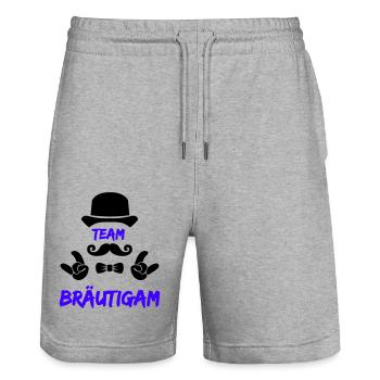 Team Bräutigam - Stanley/Stella Unisex Bio Joggingshorts Trainer  - Grau meliert - Vorne - Nik (191cm) & Marisol (170cm)