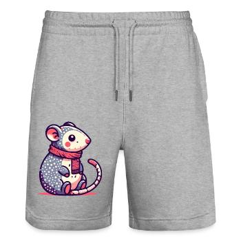 Süße Maus im Schal - Stanley/Stella Unisex Bio Joggingshorts Trainer  - Grau meliert - Vorne - Nik (191cm) & Marisol (170cm)
