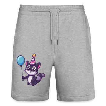 Skunk Birthday Comic Cute - Stanley/Stella Trainer Unisex Organic Jogging Shorts - heather grey - Front - Nik (191cm) & Marisol (170cm)