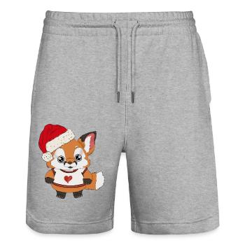 Fuchs Baby mit Weihnachtsmütze - Stanley/Stella Unisex Bio Joggingshorts Trainer  - Grau meliert - Vorne - Nik (191cm) & Marisol (170cm)