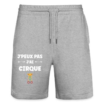 Humour cirque - Short de jogging bio TRAINER Stanley/Stella unisexe - gris chiné - Devant - Nik (191cm) & Marisol (170cm)