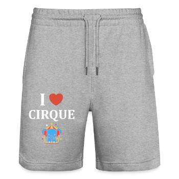 Humour cirque - Short de jogging bio TRAINER Stanley/Stella unisexe - gris chiné - Devant - Nik (191cm) & Marisol (170cm)