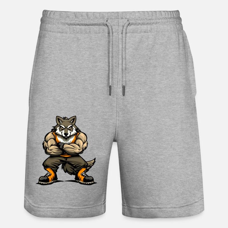 Wolf Comic - Stanley/Stella Unisex Bio Joggingshorts Trainer  - Grau meliert
