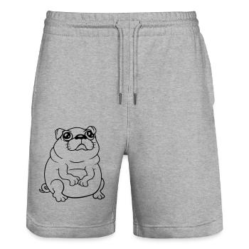 Mops Hund Sitzt Klein Betteln Dick Guckt Traurig - Stanley/Stella Unisex Bio Joggingshorts Trainer  - Grau meliert - Vorne - Nik (191cm) & Marisol (170cm)