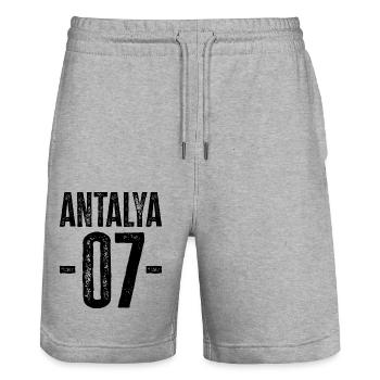 Antalya 07 – Proud of the Turkish Riviera - Stanley/Stella Trainer Unisex Organic Jogging Shorts - heather grey - Front - Nik (191cm) & Marisol (170cm)