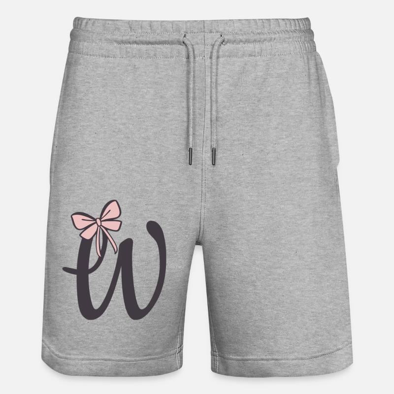 Anfangsbuchstabe W Schleifchen - Stanley/Stella Unisex Bio Joggingshorts Trainer  - Grau meliert