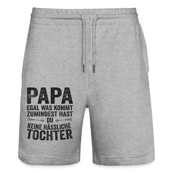 Dad Father Daughter Father's Day - Stanley/Stella Trainer Unisex Organic Jogging Shorts - heather grey - Front - Nik (191cm) & Marisol (170cm)
