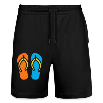 Flip flops - Stanley/Stella Trainer Unisex Organic Jogging Shorts - black - Front - Nik (191cm) & Marisol (170cm)