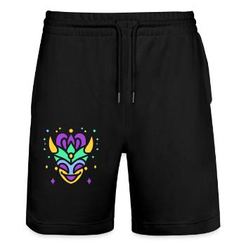 Carnival mask - Stanley/Stella Trainer Unisex Organic Jogging Shorts - black - Front - Nik (191cm) & Marisol (170cm)