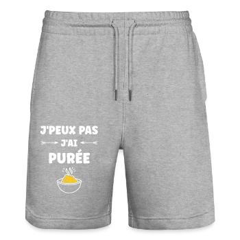 Purée - Short de jogging bio TRAINER Stanley/Stella unisexe - gris chiné - Devant - Nik (191cm) & Marisol (170cm)