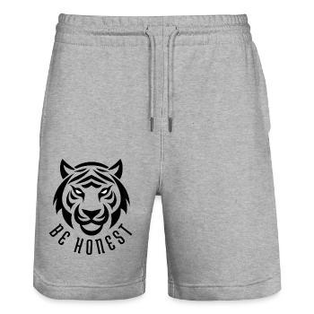 Tiger Strength – Be Honest - Stanley/Stella Unisex Bio Joggingshorts Trainer  - Grau meliert - Vorne - Nik (191cm) & Marisol (170cm)