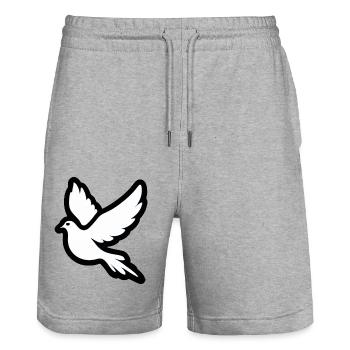 Peace Pidgeon Dove - Religion Design - Stanley/Stella Unisex Bio Joggingshorts Trainer  - Grau meliert - Vorne - Nik (191cm) & Marisol (170cm)