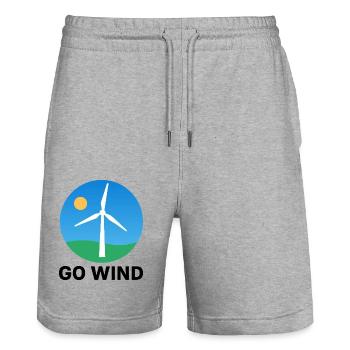 Support Wind Energy – Clean Power Symbol - Stanley/Stella Trainer Unisex Organic Jogging Shorts - heather grey - Front - Nik (191cm) & Marisol (170cm)