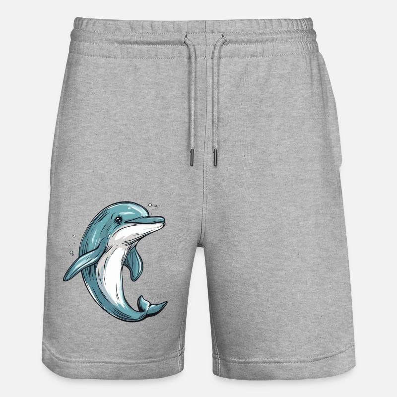 Little dolphin - Stanley/Stella Trainer Unisex Organic Jogging Shorts - heather grey