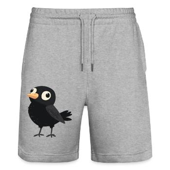 kleiner dummer Vogel - Stanley/Stella Unisex Bio Joggingshorts Trainer  - Grau meliert - Vorne - Nik (191cm) & Marisol (170cm)