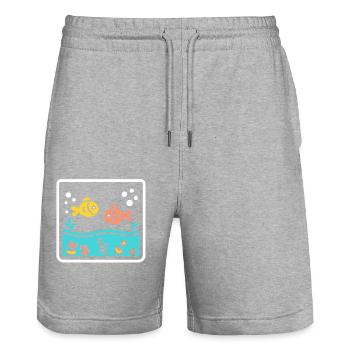 aquarium - Stanley/Stella Trainer Unisex Organic Jogging Shorts - heather grey - Front - Nik (191cm) & Marisol (170cm)