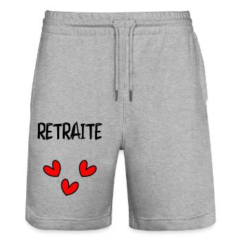 RETIREMENT. COLLEAGUE. RETIREMENT. RETIRED. RETIREMENT. - Stanley/Stella Trainer Unisex Organic Jogging Shorts - heather grey - Front - Nik (191cm) & Marisol (170cm)