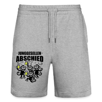 Junggesellenabschied Jga Affen Bier - Stanley/Stella Unisex Bio Joggingshorts Trainer  - Grau meliert - Vorne - Nik (191cm) & Marisol (170cm)