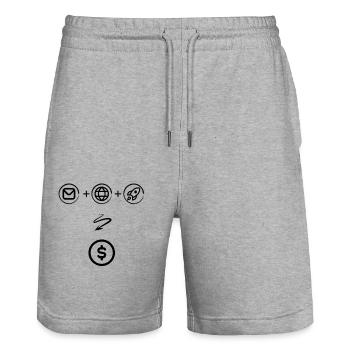 Cosmic Business Equation - Funny Startup T Shirt - Stanley/Stella Trainer Unisex Organic Jogging Shorts - heather grey - Front - Nik (191cm) & Marisol (170cm)