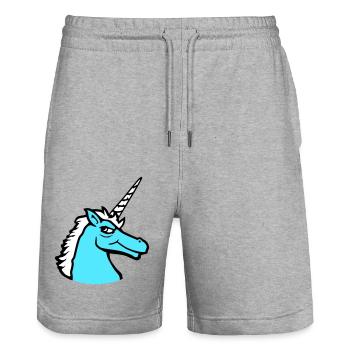 Unicorn Cool Guy Evil Smile Cartoon Horse - Stanley/Stella Trainer Unisex Organic Jogging Shorts - heather grey - Front - Nik (191cm) & Marisol (170cm)