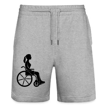Fauteuil roulant Femme - Short de jogging bio TRAINER Stanley/Stella unisexe - gris chiné - Devant - Nik (191cm) & Marisol (170cm)
