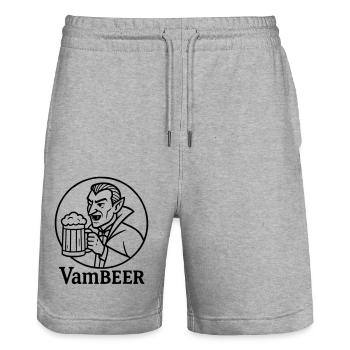 Vambeer - Stanley/Stella Trainer Unisex Organic Jogging Shorts - heather grey - Front - Nik (191cm) & Marisol (170cm)