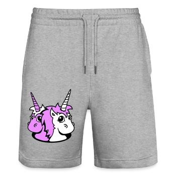 2 Unicorn Girl Team Amis mignons du trou du fond - Short de jogging bio TRAINER Stanley/Stella unisexe - gris chiné - Devant - Nik (191cm) & Marisol (170cm)