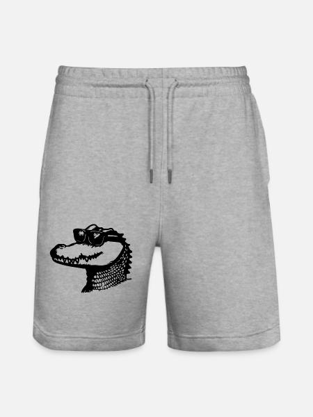 Crocodile Alligator - Stanley/Stella Trainer Unisex Organic Jogging Shorts - heather grey