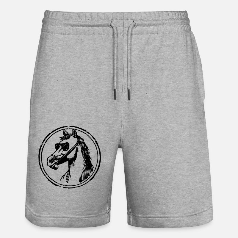 Cheval Chevaux Tête de cheval - Short de jogging bio TRAINER Stanley/Stella unisexe - gris chiné