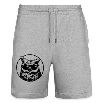 Eule - Stanley/Stella Unisex Bio Joggingshorts Trainer  - Grau meliert - Vorne - Nik (191cm) & Marisol (170cm)