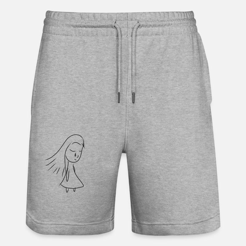 Fille triste larme pleurant - Short de jogging bio TRAINER Stanley/Stella unisexe - gris chiné