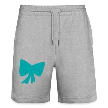 Icône bleue en boucle - Short de jogging bio TRAINER Stanley/Stella unisexe - gris chiné - Devant - Nik (191cm) & Marisol (170cm)