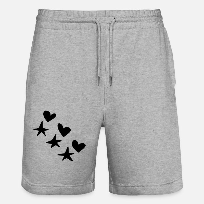 Herzen Sterne Muster Symbol - Stanley/Stella Unisex Bio Joggingshorts Trainer - Grau meliert