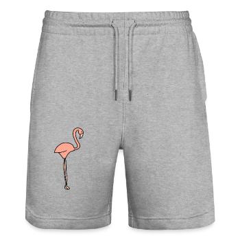 Flamingo Animal Symbol Pink - Stanley/Stella Trainer Unisex Organic Jogging Shorts - heather grey - Front - Nik (191cm) & Marisol (170cm)