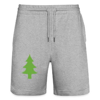 Fir tree tree natural green - Stanley/Stella Trainer Unisex Organic Jogging Shorts - heather grey - Front - Nik (191cm) & Marisol (170cm)