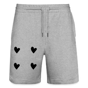 Heart Four Hearts Pattern Symbol Love - Stanley/Stella Trainer Unisex Organic Jogging Shorts - heather grey - Front - Nik (191cm) & Marisol (170cm)