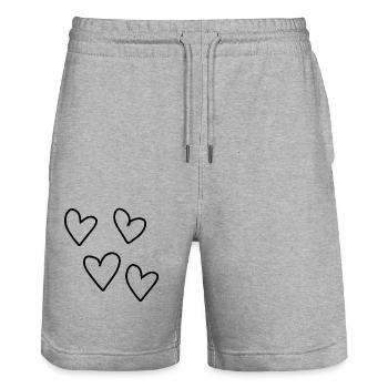 Love Four Hearts Heart Pattern Symbol - Stanley/Stella Trainer Unisex Organic Jogging Shorts - heather grey - Front - Nik (191cm) & Marisol (170cm)