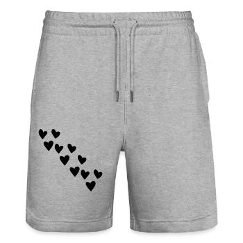muster herzen herz symbol liebe form - Stanley/Stella Unisex Bio Joggingshorts Trainer  - Grau meliert - Vorne - Nik (191cm) & Marisol (170cm)