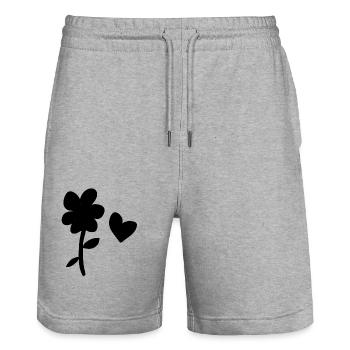 fleur symbole nature plante coeur amour - Short de jogging bio TRAINER Stanley/Stella unisexe - gris chiné - Devant - Nik (191cm) & Marisol (170cm)