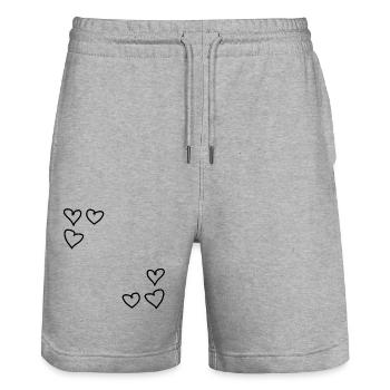 hearts pattern frame shapes heart love - Stanley/Stella Trainer Unisex Organic Jogging Shorts - heather grey - Front - Nik (191cm) & Marisol (170cm)