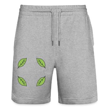 Forme de cadre de feuille Feuilles Nature Vert - Short de jogging bio TRAINER Stanley/Stella unisexe - gris chiné - Devant - Nik (191cm) & Marisol (170cm)