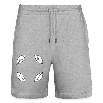 Leaf Four Leaves Frame Shape Nature - Stanley/Stella Trainer Unisex Organic Jogging Shorts - heather grey - Front - Nik (191cm) & Marisol (170cm)