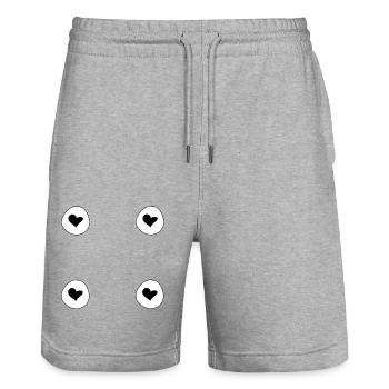 Heart Four Hearts Shape Circle Symbol Frame - Stanley/Stella Trainer Unisex Organic Jogging Shorts - heather grey - Front - Nik (191cm) & Marisol (170cm)