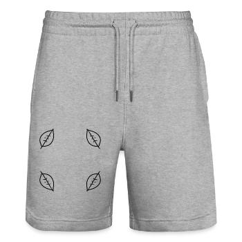 blatt blätter rahmen form natur - Stanley/Stella Unisex Bio Joggingshorts Trainer  - Grau meliert - Vorne - Nik (191cm) & Marisol (170cm)