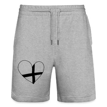 Croix de pavé ruban Heart Lines - Short de jogging bio TRAINER Stanley/Stella unisexe - gris chiné - Devant - Nik (191cm) & Marisol (170cm)